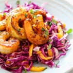 Turmeric Shrimp with mango and cabbage slaw